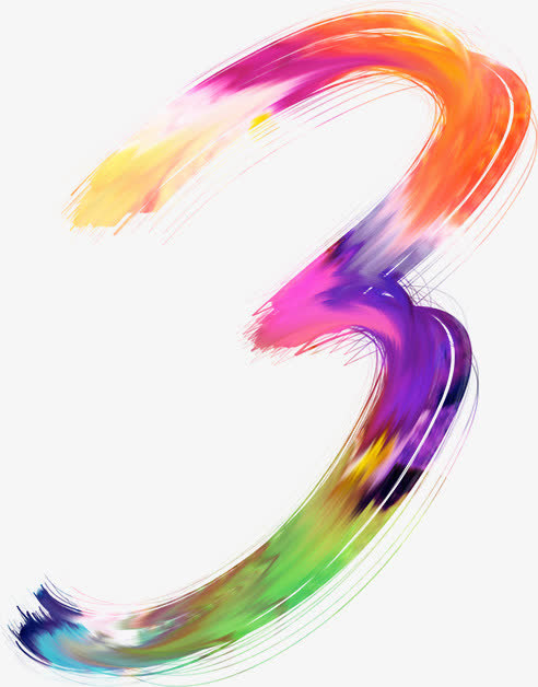 彩色数字3渐变设计免抠