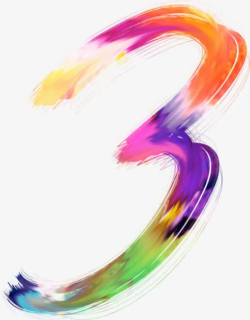 彩色数字3渐变设计免抠