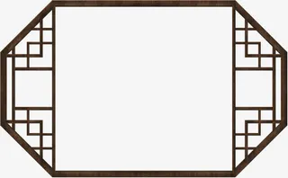 中国风木头花纹窗户免抠