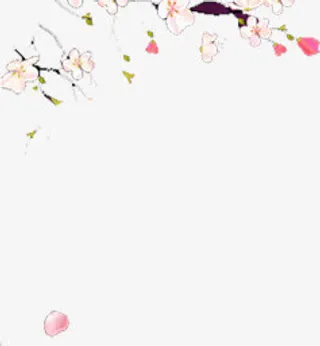 桃花朵朵开手绘免抠