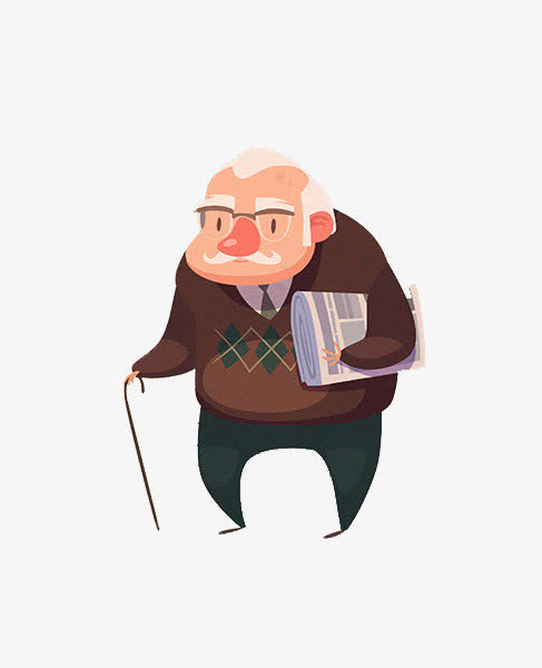 漫步的老人免抠