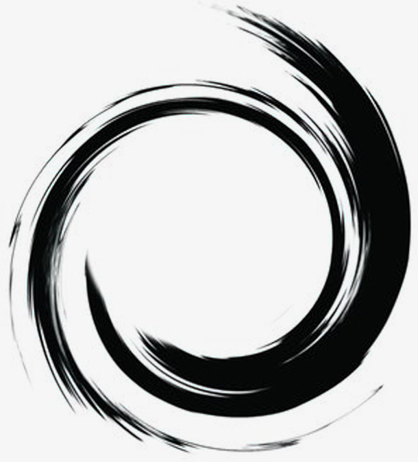 水墨古风毛笔圆圈免抠
