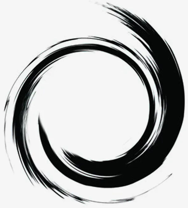 水墨古风毛笔圆圈免抠