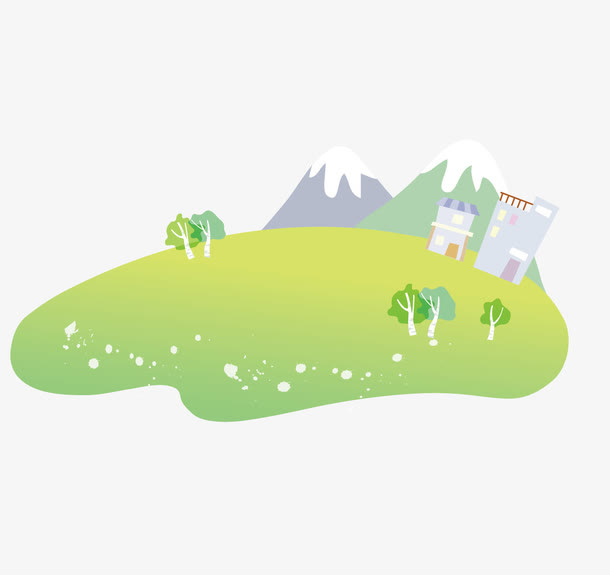 扁平化的房子树和山免抠