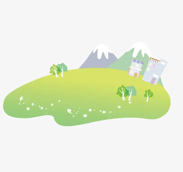 扁平化的房子树和山免抠