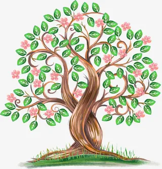 水彩桃花树免抠