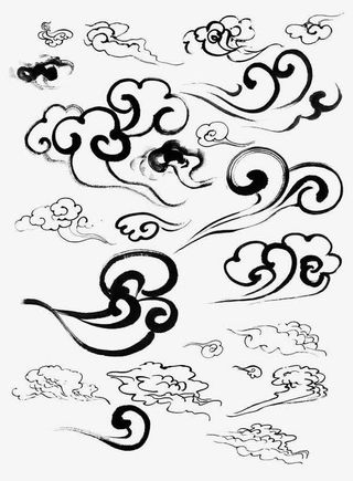 底纹剪影祥云卡通 中国风手绘祥免抠