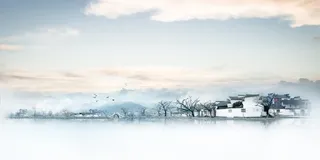 中国风简约江南小镇广告高清