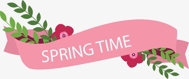 粉红浪漫春天横幅免抠
