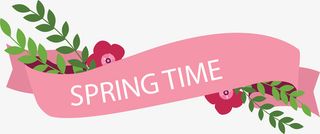 粉红浪漫春天横幅免抠