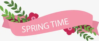 粉红浪漫春天横幅免抠