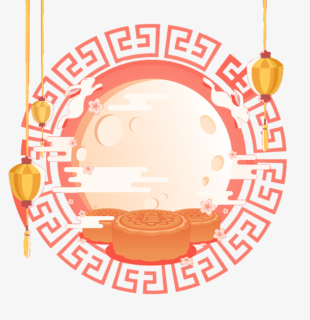 中国风中秋古风装饰元素免抠
