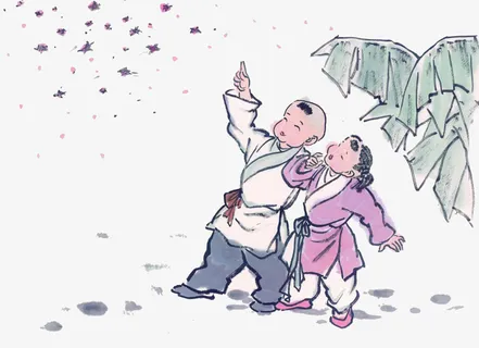 古代儿童玩耍免抠