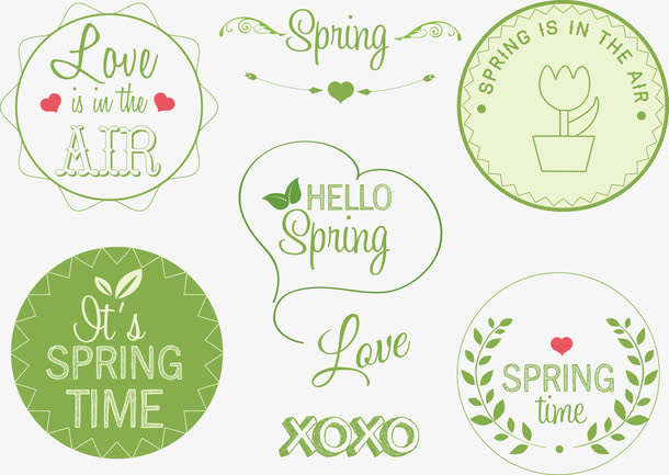 标签弹簧徽章春天空气中春天免抠