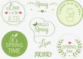 标签弹簧徽章春天空气中春天免抠