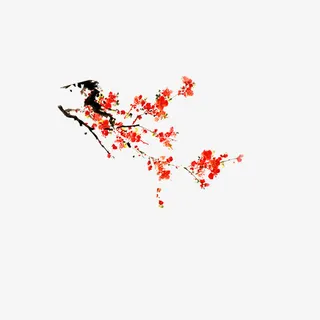 手绘红色梅花素材免抠