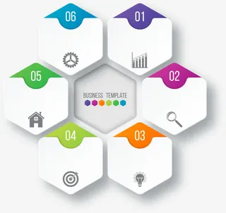 矢量彩色蜂窝图表免抠装饰ppt元素