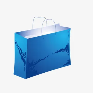 蓝色环保纸袋免抠
