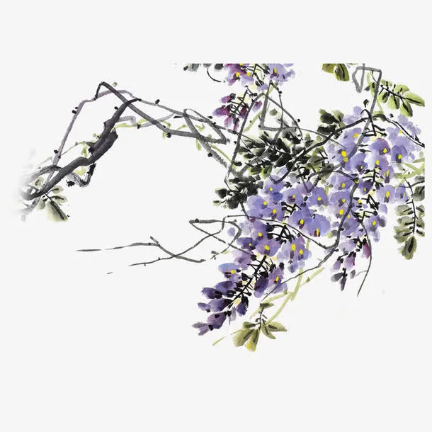 中国风紫色小花免抠