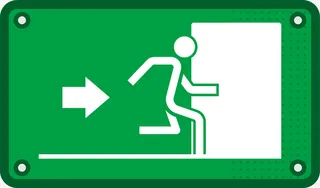 矢量绿色右边边安全出口指示牌免抠