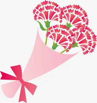 红色母亲节扁平花束免抠