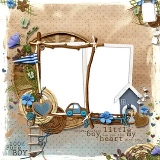 心形房屋木纹相框免抠 心形房屋木纹相框免抠