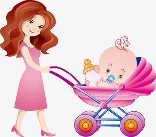 母亲节推车的妈妈免抠