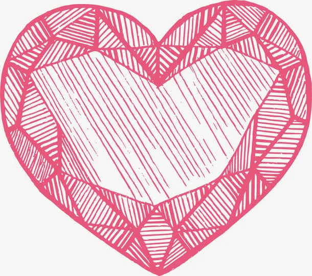 红色线条爱心免抠