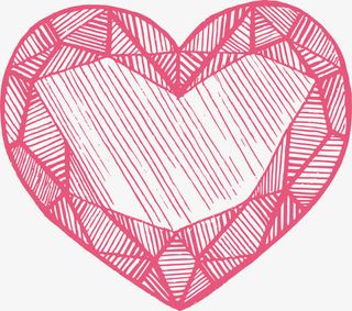 红色线条爱心免抠
