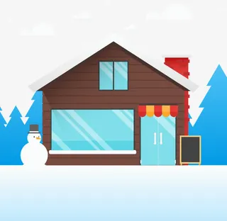 冬日的小木屋免抠