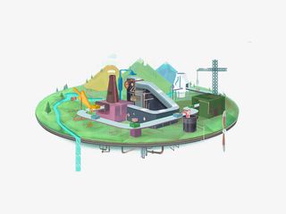 卡通立体机械悬浮小岛免抠