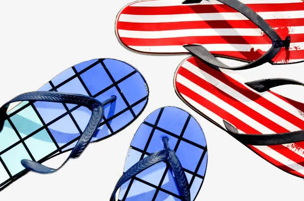 蓝色和红色拖鞋免抠