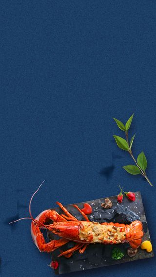 蓝色背景上的龙虾H5素材背景高清