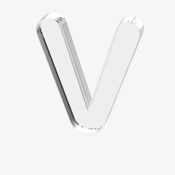 立体水晶透明字母v免抠字体元素