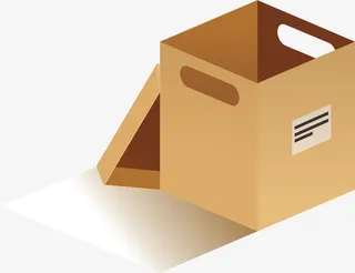 打开盖子的纸壳箱免抠