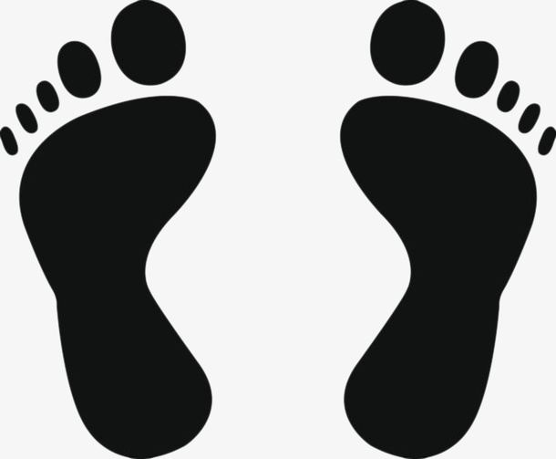 纯黑色一双大脚印素材免抠