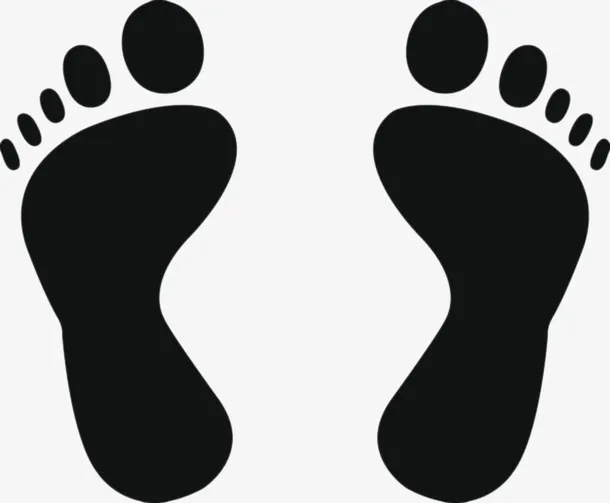 纯黑色一双大脚印素材免抠