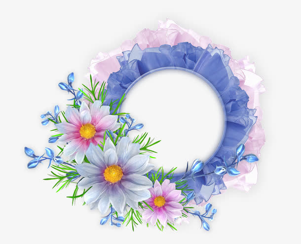 紫色鲜花框免抠