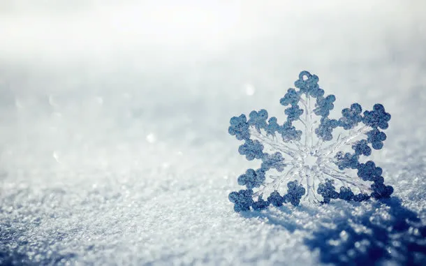 雪地上的蓝色透明雪花海报背景