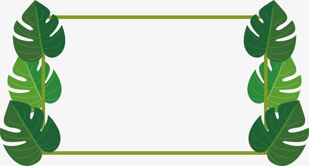 绿色芭蕉叶边框免抠
