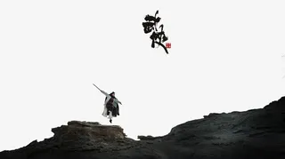 武侠人物剪影加文字免抠