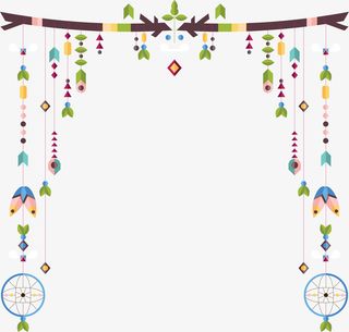 羽毛装饰树枝挂饰免抠