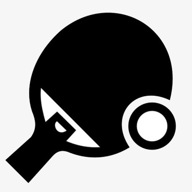 黑色卡通乒乓球拍免抠