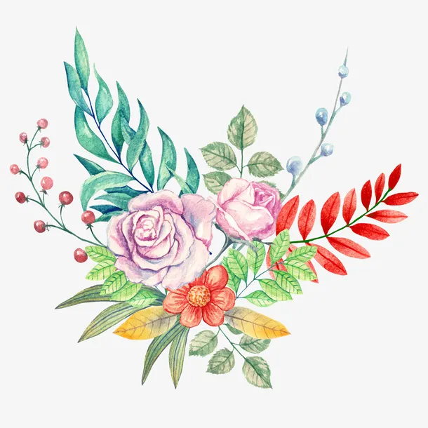 手绘植物花卉花草装饰免抠