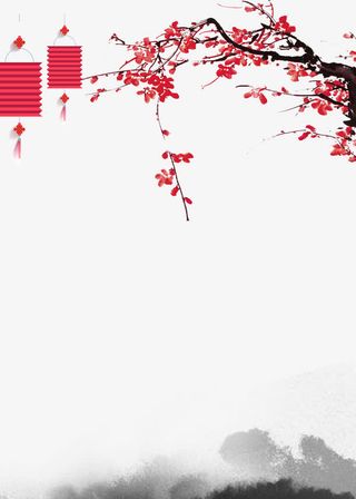 梅花灯笼水墨免抠