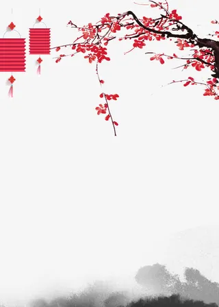 梅花灯笼水墨免抠