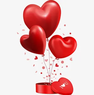 免抠爱心礼盒爱心气球装饰免抠
