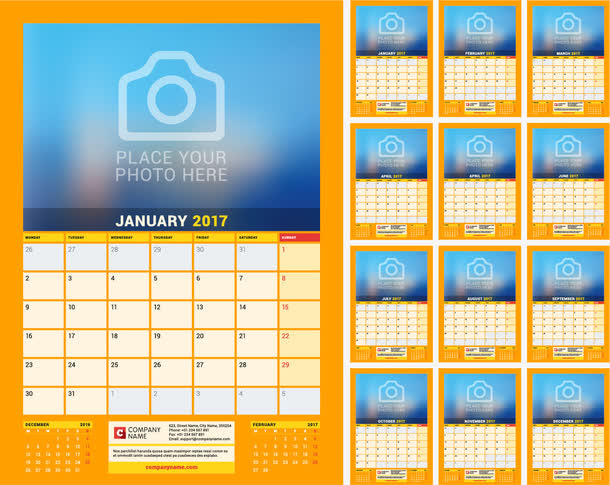 2017年日历模板素材免抠