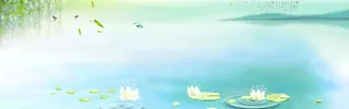 中国风垂柳荷花背景banner