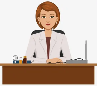 卡通短发女医生医院门诊专家免抠